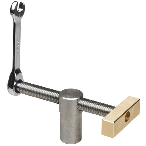 Adjustable Workbench Dog Clamp For Three Quarters Inch Holes Fits 19mm Posts Stainless Steel With Brass Adjustable Stop Keeps Workpieces Secure On Top Or At The Edge For Woodworking Be A Workhorse, bench dog clamp
