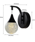 Crystal Bubble Wall Sconce With Dimmable LED 5W, 3300K Warm White, Matte Black Finish, dimensions displayed for sleek design