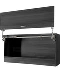 Open kitchen door with space saving lift up cabinet hinge system for 60 to 90 cm cabinets, durable iron flap up support