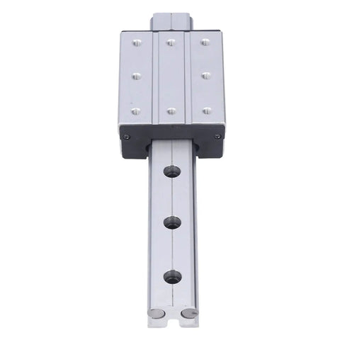 300mm Linear Motion Rail With External Biaxial Guide Block For Robotics And Precision Equipment, Pro Grade Metal Linear Guide System With Eight Mounting Holes, Smooth Low Friction Sliding For Accurate Motion, front view