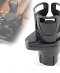 Custom Dual Cup Holder Expander For Rivian R1S R2 With Rotating Base Console Upgrade, black plastic, fits vehicle console.