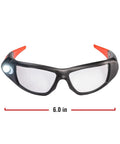 Rechargeable Lighted Safety Glasses With Tilt-And-Twist Optic ANSI Z87, front view with light on, 6-inch width