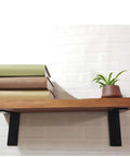 Hefty Hold Rock Solid L Shaped Wall Brackets For Corner Shelves 100 Kilogram Support holding wooden shelf with books and plant.