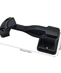 T-Shaped Car Door Holder Retainer Baggage Catch Latches Keep Doors Open Secure For Motorhomes Cars And Yachts With Easy Nylon ABS Installation No Tools Needed, black nylon latch with dimensions shown.