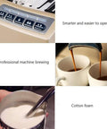 Dual Pump Espresso Machine For Home And Small Cafe Use shown brewing coffee and steaming milk using control panel.