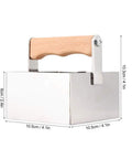 Stainless Steel Honeycomb Cutter For Beekeeping with wooden handle, rectangular tool measuring 10.5x6x10.5 cm for clean honey cuts.