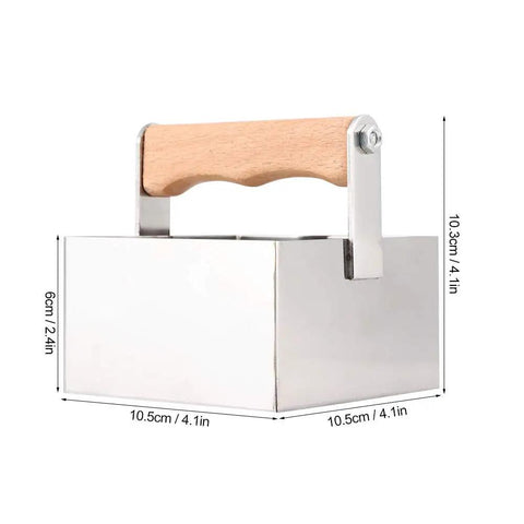 Stainless Steel Honeycomb Cutter For Beekeeping with wooden handle, rectangular tool measuring 10.5x6x10.5 cm for clean honey cuts.