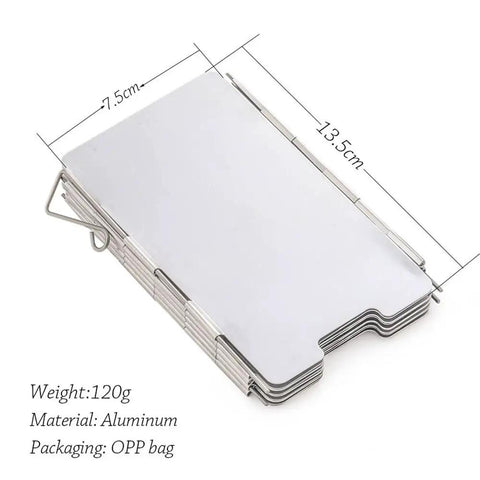Lightweight Aluminum Windshield Plate Kit For Outdoor Cooking And Camping Grab And Go Hiking Essentials with dimensions
