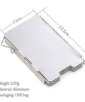 Ultra Lightweight Aluminum Alloy Camping Grill Plate compact design with dimensions 13.5cm x 7.5cm for outdoor cooking