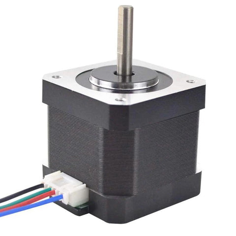 JOYNANO Nema 17 bipolar stepper motor, black housing, silver shaft, 4-wire connector