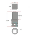 7/8 Inch Tapered Male Square Drive Adapter Pipe Plug Socket dimensions diagram showing 7/8 inch and 1/2 inch sizes for conversion use.