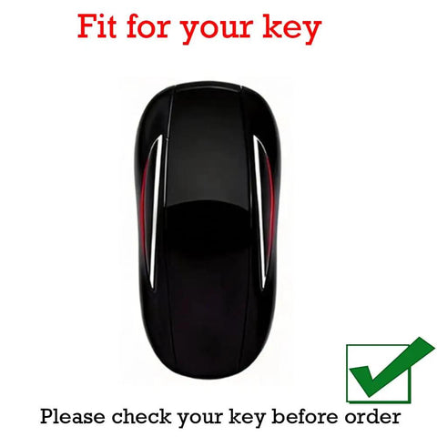 Premium Genuine Leather Key Fob Cover For Tesla Model X With Dead On Fit and Buttery Soft Texture Providing Slick Protection Plus Attached Heavy Duty Keychain Accessory Straight Fire Gear For Your Daily Driver, top view.