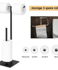 Free Standing Toilet Paper Holder For Bathroom In Black Finish, Sturdy Stainless Steel Base, 22.8 Inch Tall, Easy Move Roll Holder