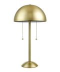 Haydel 21 Inch 2 Light Table Lamp In Matte Brass With Dual Pull Chains, modern dome shade view, ideal for living rooms and offices