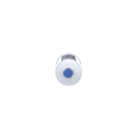 End view of Go-To High Capacity Twenty Thousand Gallon Inline Water Filter With Two One Quarter Inch Brass Connectors For Refrigerator, Ice Maker, RV
