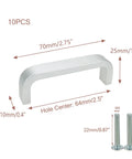 10 Piece Modern Silver Square Arch Cabinet Pull Handles Set In Aluminium Alloy Wire Finish 2.5 Inch Hole Center 64mm