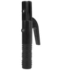 Heavy Duty Welding Electrode Holder Clamp With 300A Capacity For Industrial Use, heat tolerant insulated body, detailed view, black.