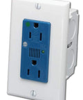 J Box Surge Protector Kit With Two Outlets And Single AC Power Module 47605 ACS White Blue Dustproof Safety Clips Front View