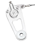 Two Piston Springer Brake Caliper And Mounting Bracket Kit For Harley Springers Bolt On Black Contrast Cut Finish Left Or Right Caliper Fits Three Quarter Inch Axle Includes Eleven Point Five Inch Rotor - detailed view of bracket and lever mechanism