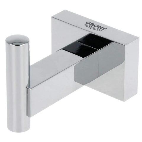 Dope Essentials Cube Robe Hook In Starlight Chrome With Scratch Resistant Finish, Modern Rectangular Escutcheon Design, Part Of The Essentials Cube Collection, Durable Bath Hardware For A Sleek Architectural Vibe