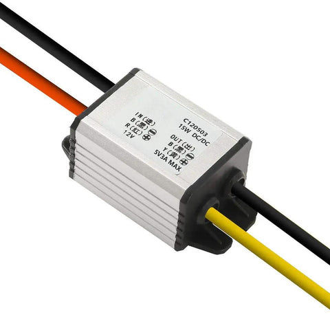 Beefy 12V To 5V Car DC Converter Waterproof Buck Regulator For Vehicles 6V To 22V Input 5V Output 3A 15W Aluminum Case