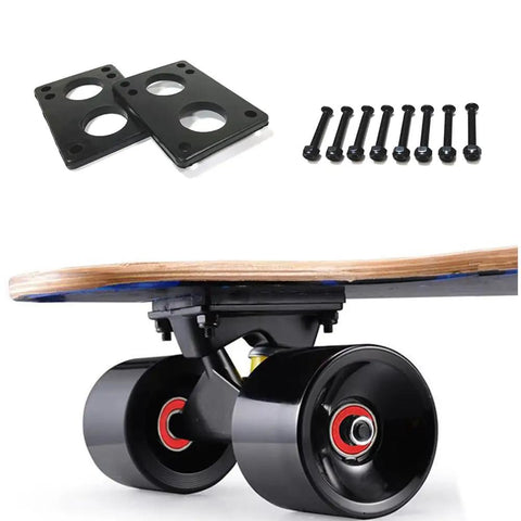 70Mm Longboard Wheel Set With 80A Hard PU, Preinstalled 608RS ABEC-9 Bearings, spacers, riser pads, and hardware bolts