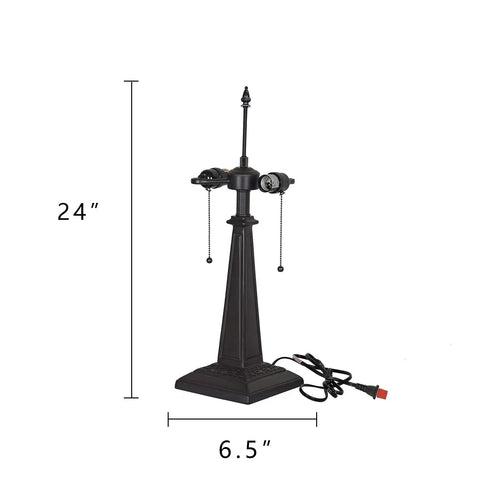 Heavy Bronze Finished Resin Table Lamp Base Replacement For Tiffany Style Lamps Fits 14 To 18 Inch Shades 24 Inch Tall Pole