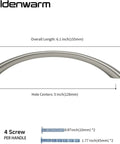 Curved Cabinet Handles Set for Dressers and Cabinets, Solid Zinc Alloy Hardware in Brushed Nickel, 5 Inch Hole Center Drawer Pulls