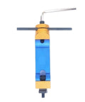 Universal Adjustable Mill Workpiece Stop Positioner Dead Nuts Precise Lathe Milling Locator Tool with blue and gold aluminum design.