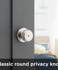Juno Interior Privacy Door Knob With Lock For Bedroom And Bathroom Satin Nickel Finish No Fuss Keyless Turn Lock Microban Protection Easy DIY Install In Minutes on door in bedroom.