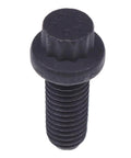 Clutch pressure plate bolt, 8mm twelve-point, black steel.