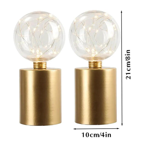 Two Battery Operated LED Lanterns With Metal Cage 8 Inch 10 Inch Round Lamp USB Powered 6 Hour Timer for Decor