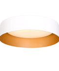 LED Ceiling Light Fixture 12.5 Inch Flush Mount Matte White With Gold Inside Dimmable 3000K Warm White 18W 100W Equiv