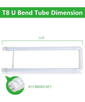 Dimensions of U Shaped LED Tube Light 2 Foot 15W 2100 Lumens 4000K Cool White T8 T12 Fluorescent Replacement
