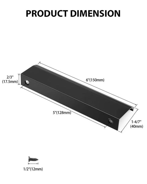10 Pack Matte Black Aluminum Alloy Finger Pulls For Kitchen Cabinets And Dresser Drawers Edge Handles Concealed Mount dimensions