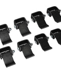 Eight Pack Heavy Duty Steel Dump Trailer Hinges With Weld On Short Leaf Strap Setup And Greaseable Pivot Pin For A Rock Solid Black Finish.