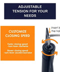 Self Closing Spring Loaded Hinges With Adjustable Tension For 4 Inch Doors Ideal For Garage Front And Back Doors Hands Free Closer Hinge Left Or Right Hand Black 3 Pack, demonstrating adjustable tension mechanism.