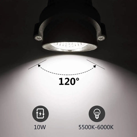 Totally Lit Ultra Bright Low Voltage Outdoor LED Landscape Lights with 120° beam, showcasing 10W, 5500K-6000K specifications.