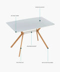 Slick Modern White Dining Table With Scratch Resistant Top And Heavy Duty Metal Bottom Shelf Clean Vibe setup showing detailed legs and surface design.