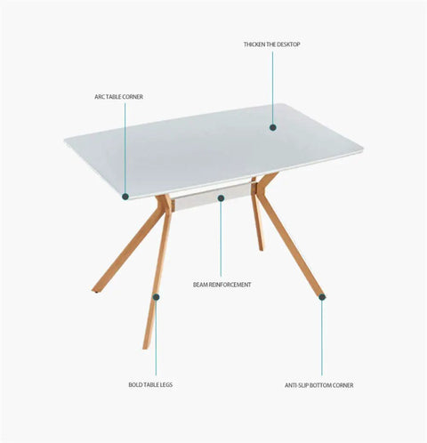 Slick Modern White Dining Table With Scratch Resistant Top And Heavy Duty Metal Bottom Shelf Clean Vibe setup showing detailed legs and surface design.