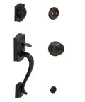 Cam X Geo Dummy Door Handle Set With Grip And Interior Knob, non-functional deadbolt, aged bronze finish, universal fit
