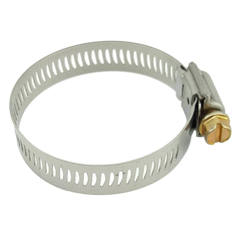 Front view of Breeze 62028H Power Seal clamp, stainless steel band with plated screw, 1-5/16 to 2-1/4 in range