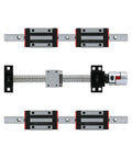 Square Linear Guide Set With SFU1605 Ballscrew, BK BF12 Coupling, Nut Housing 16, Travel Range 20mm To 100mm, Precision Motion Kit For CNC Machines And DIY Rigs, Solid Easy Upgrade For Smooth Repeatable Linear Motion, shown with linear rail blocks and ballscrew