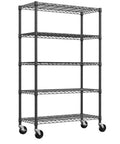 Heavy Hitter 5 Tier Wire Shelving Rack With Rock Solid Carbon Steel Frame And Smooth Rolling Casters for garage storage.