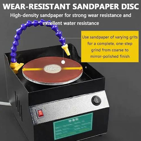 Professional Wet Dry Bench Sander And 350W Electric Grinder Boasting Seven Speeds And A Reverse Switch with 150mm sandpaper disc.