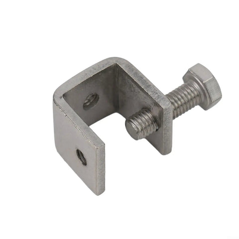 Stainless Steel C Clamps For Welding And DIY Woodworking Crafts 20mm Silver Metal Clamping Tools Heavy Duty Grip shown from the side.