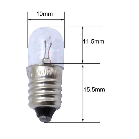 25 Pack E10 Mini Light Bulbs 6.3V 0.15A Incandescent Tungsten Filament Indicator Lamp For Flashlights And Small Tools Old Fashioned Warm Yellow Glow Durable And Easy Replacement, 10mm x 15.5mm bulb