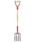 All In One Garden Fork For Weeding And Digging, 4 tine spading fork, 45 inch steel digging fork with D grip and wooden handle