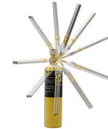 Double Head Gas Torch for MAPP Tank with 360 Degree Swivel, Dual Flame Burner, Two Stainless Steel Heads visible