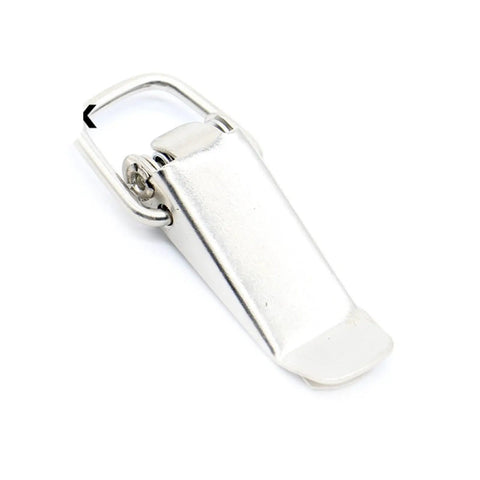 Super Secure Spring Loaded Latch Catch Toggle Locks Fit Sliding Doors And Windows 27mm By 63mm Heavy Duty Iron Hasps For Cabinet Furniture Hardware Setup Easy Install No More Jiggly Lids Just Right For Your Gear, silver iron latch close-up